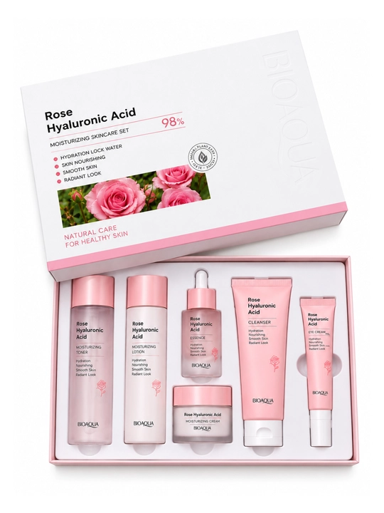 BIOAQUA Rose Hyaluronic Acid набор для ухода за лицом, 6 предметов