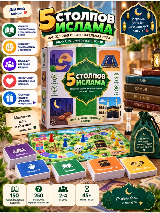 Образовательная настольная игра «5 столпов Ислама» для всей семьи, 7+