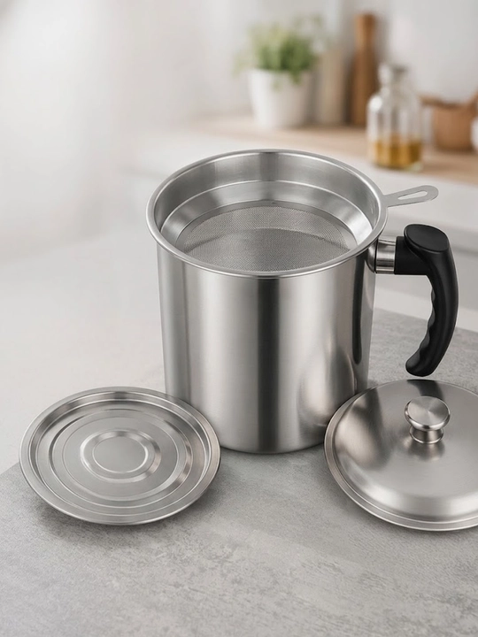 Ёмкость для масла с фильтром Clevera Oil Filter Mug 1.3 л, нержавеющая сталь - 