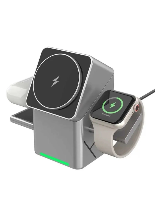 Simsiz quvatlagich 3 tasi 1 da MagSafe, tez zaryadlovchi zaryadchik, wireless charger