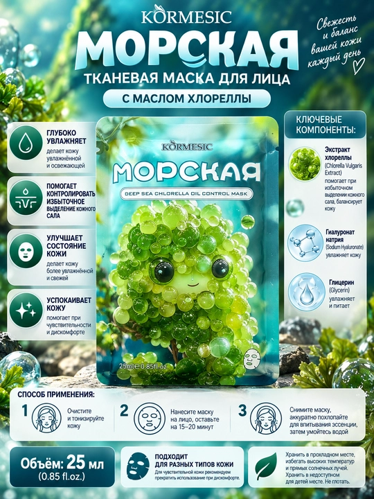 Набор тканевых масок для увлажнение и ежедневной уход лица SADOER и KÖRMESIC 5+1шт подарок