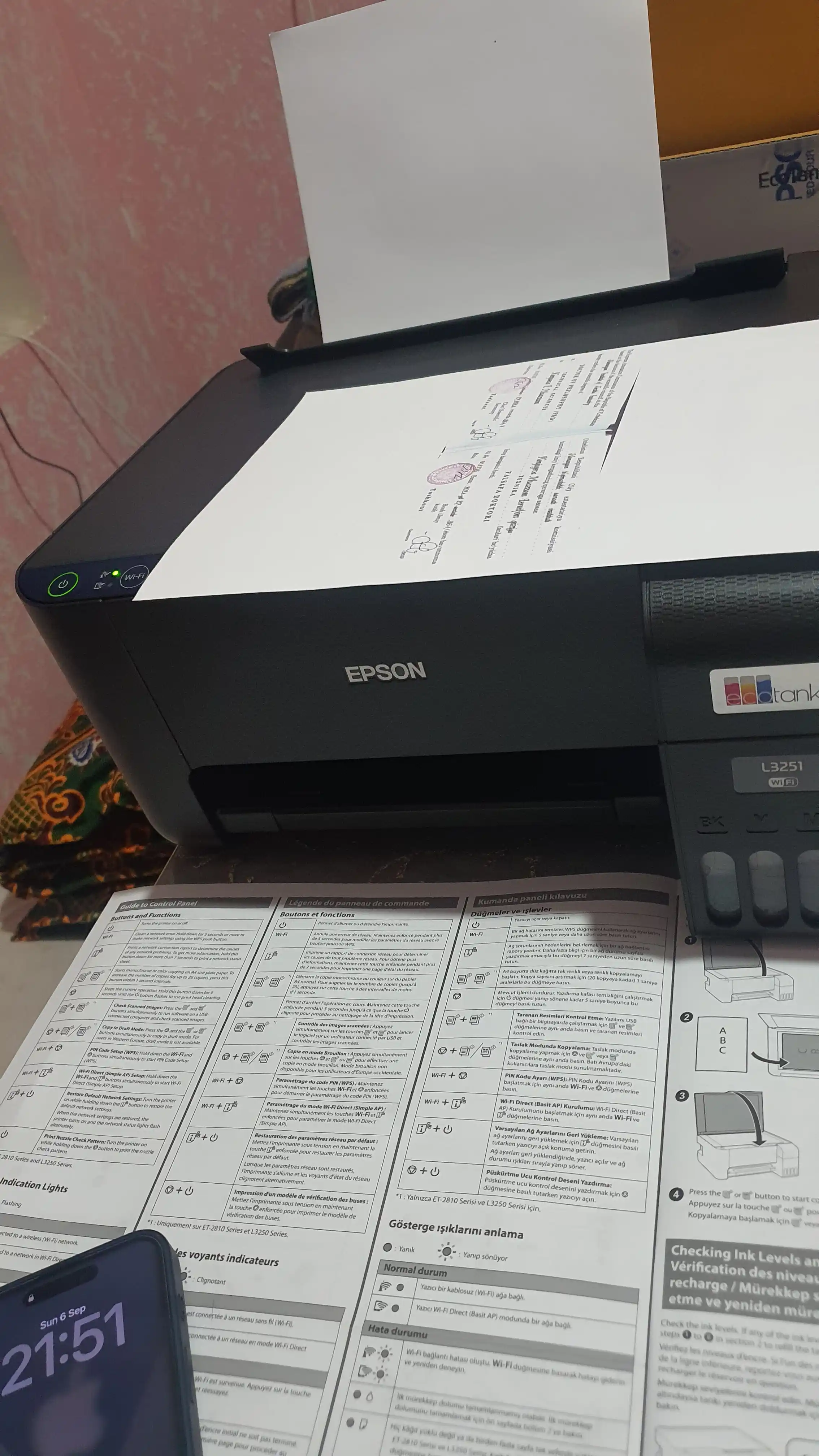 Принтер МФУ Epson L3250/3251, А4, цветной, 3 в 1 wifi