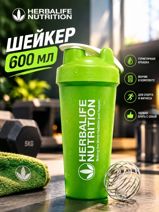 Шейкер 600 мл — спортивная бутылка для коктейлей и напитков HERBALIFE