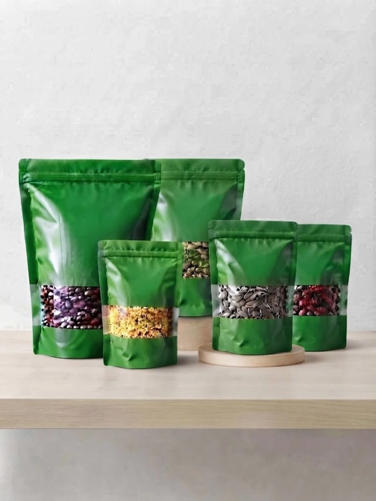 Qadoqlash paketi 15x22 sm, zip-lock qulfli yashil doypack, 1 qadoqda (100 dona)