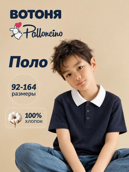 Футболка поло для мальчика Palloncino, хлопок 100%, пике, 92–164 - 
