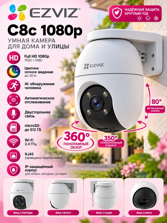 EZVIZ CS-C8C (1080) — умная камера видеонаблюдения - 