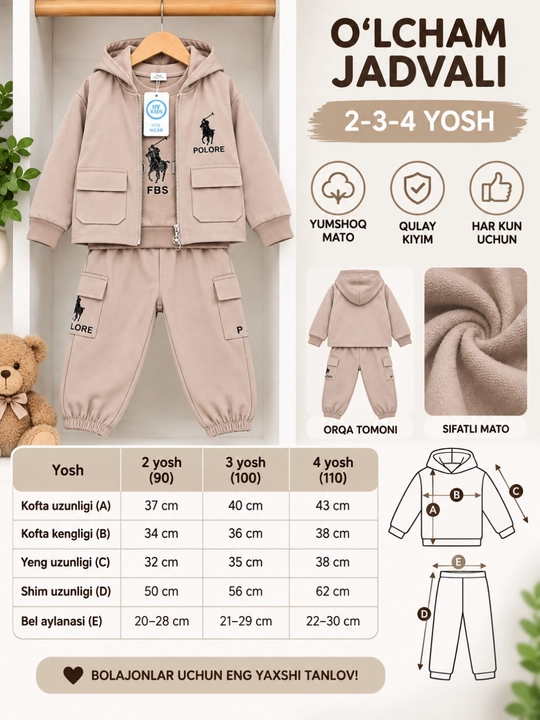 Детский спортивный костюм 2-4 года, худи с капюшоном, мягкая кофта и штаны