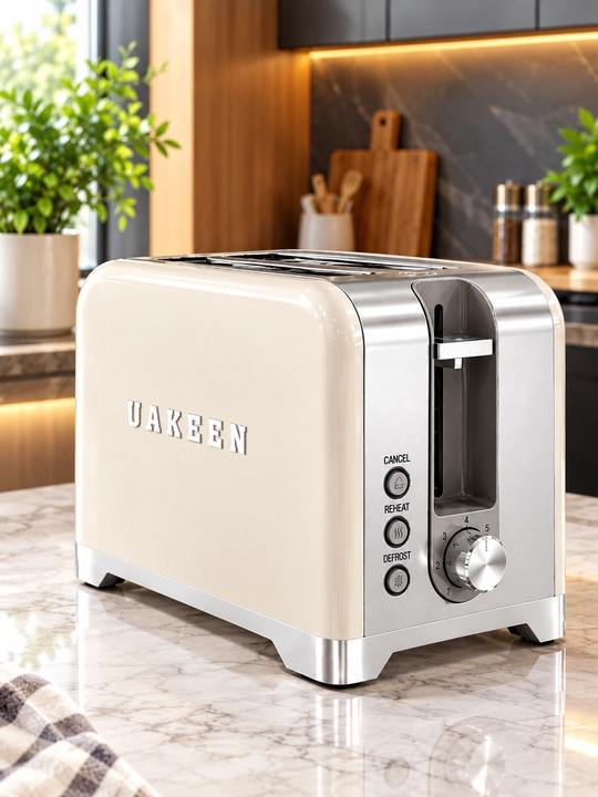 Uakeen Toster 1000W 2 Bo‘lakli Non Qizdirgich 5 Darajali Harorat Nazorati