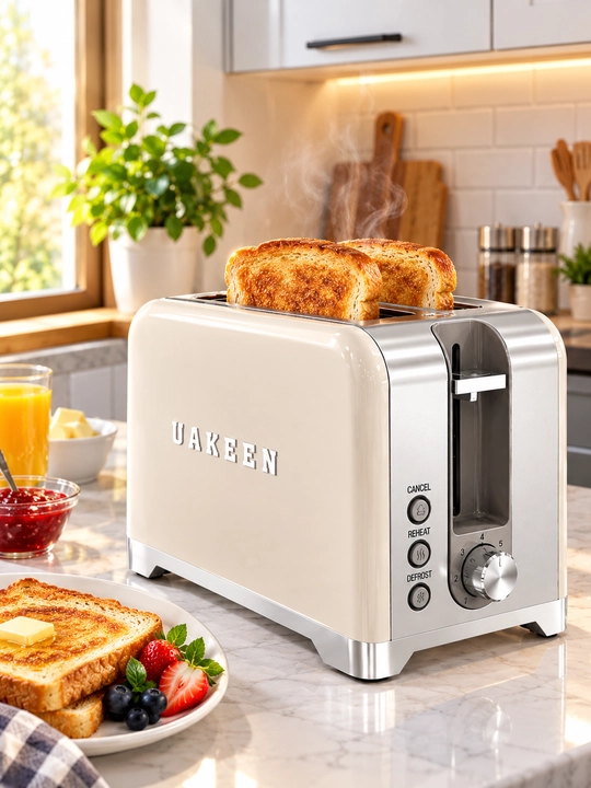 Uakeen Toster 1000W 2 Bo‘lakli Non Qizdirgich 5 Darajali Harorat Nazorati