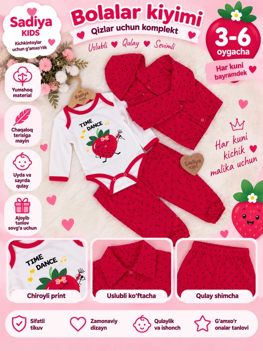 Детская одежда, Sadiya KIDS, комплект из 5 предметов, для девочки, 3-6 месяцев