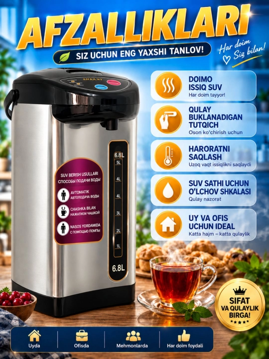 Термопот 6.8 L termopot  tefal termoz  termopot elektr choynak termos