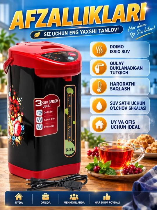 Термопот 6.8 L termopot  tefal termoz  termopot elektr choynak termos