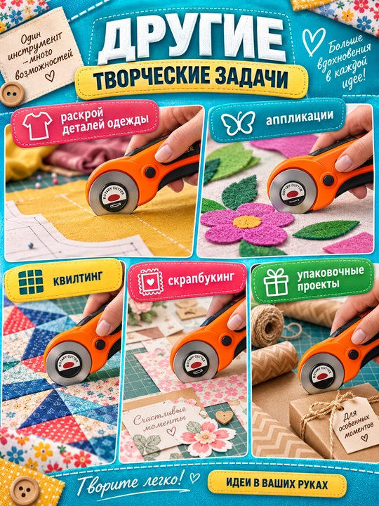 Mato va teri uchun bichish pichog‘i, 5 ta almashuvchi tig‘ va g‘ilof