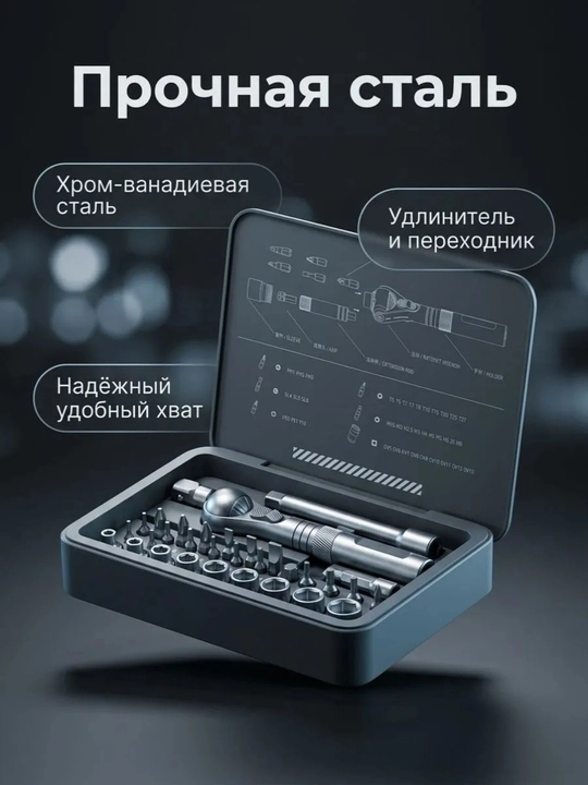 Набор отверток с трещоткой ATUMAN RS-2 40 в 1 отвертка с битами и головками в кейсе