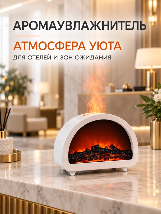 Dekorativ olov effektli havo namlagich va aroma diffuzor, LED tungi chiroq, 200 ml