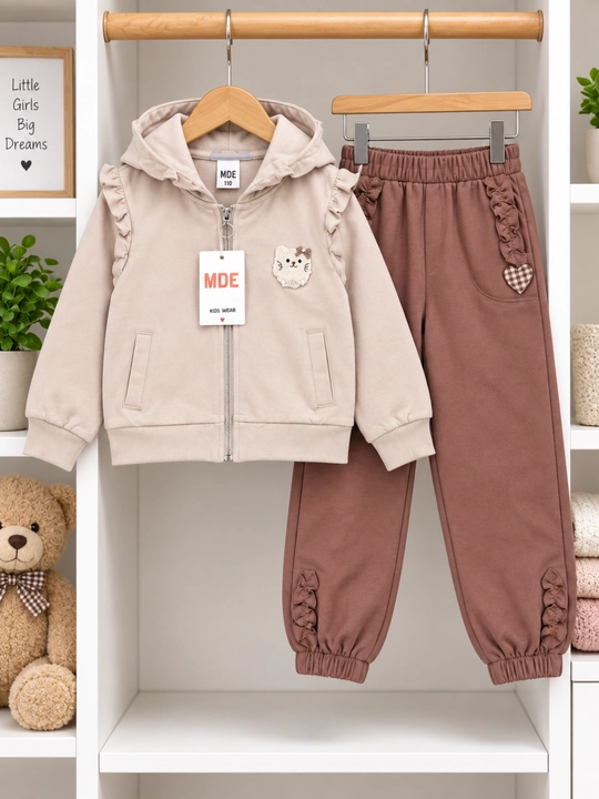 Спортивный костюм для девочки 2-6 лет с капюшоном мягкий комплект - 
