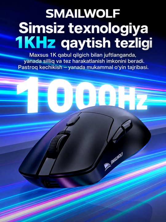 Simsiz o‘yin sichqonchasi SMAILWOLF M3+ Bluetooth, 2.4G, Type-C