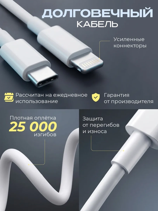 Зарядное устройство для iPhone быстрая зарядка 25W, Type C - Lightning