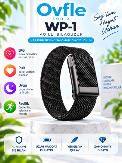 Ovfle Zonix WP-1 aqlli bilaguzuk, smart braslet, EKG, puls va faollik monitoringi - 
