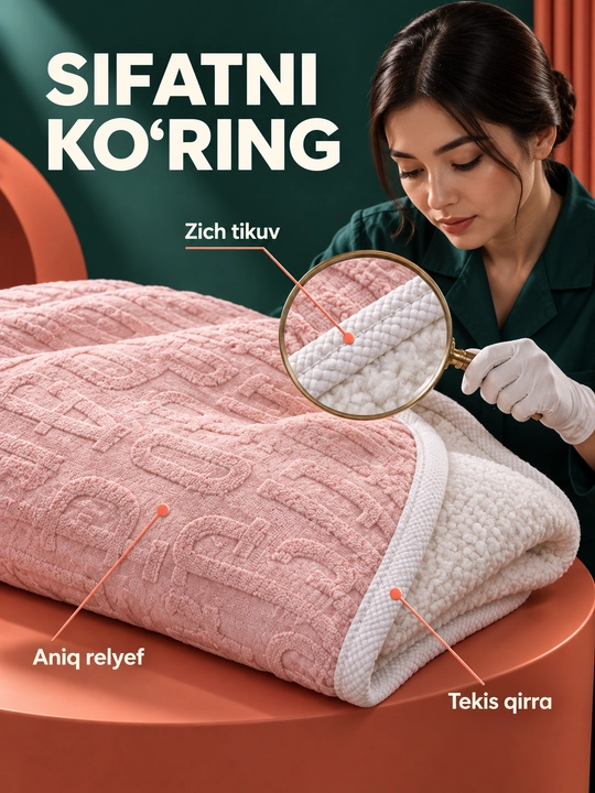 Adyol, barashka, 1 kishilik, 150×230 sm, yumshoq tukli pled, uyqu va dam olish uchun