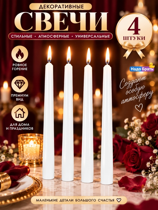 Декоративные витые свечи 2-4-12 шт, 25 см — интерьерные свечи для дома, праздника и сервировки