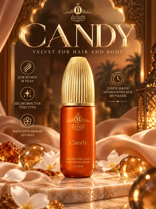 BOUTIQUE Candy Velvet — парфюмерная сыворотка для волос и тела, 40 мл - 