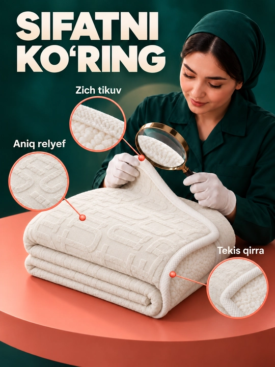 Adyol, barashka, 1 kishilik, 150×230 sm, yumshoq tukli pled, uyqu va dam olish uchun