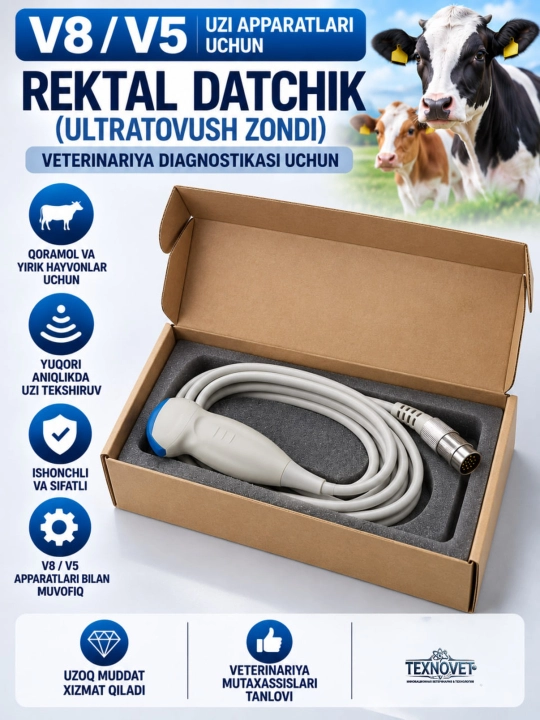 V8 va V5 UZI apparati uchun veterinariya rektal datchik — ultratovush zondi