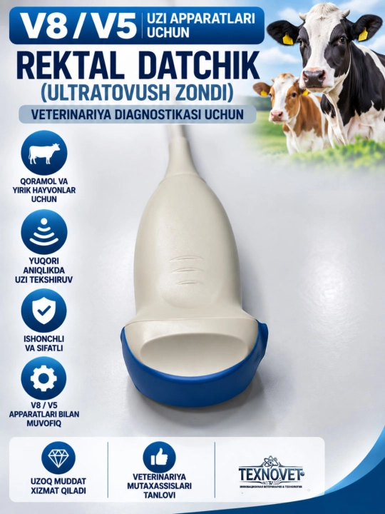 V8 va V5 UZI apparati uchun veterinariya rektal datchik — ultratovush zondi