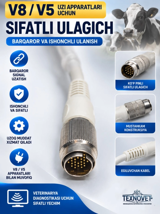 V8 va V5 UZI apparati uchun veterinariya rektal datchik — ultratovush zondi
