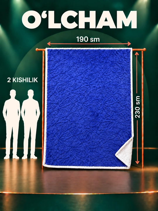 Adyol, barashka, 1 kishilik, 150×230 sm, yumshoq tukli pled, uyqu va dam olish uchun
