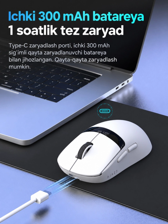 Игровая мышь AJAZZ NJ07 V2 беспроводная 2.4G, Bluetooth, проводная, 24000 DPI, RGB, 300мАч