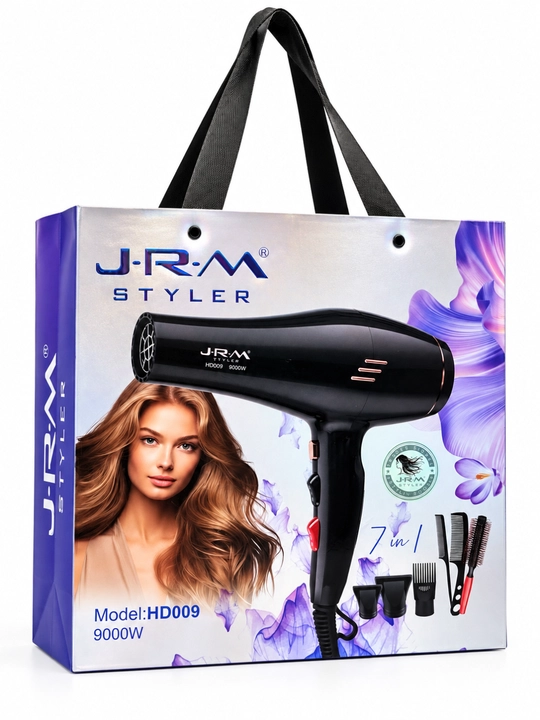 Фен для волос JRM Styler 9000 Вт, 3 температуры, 2 скорости, 3 насадки, 3 расчёски в подарок