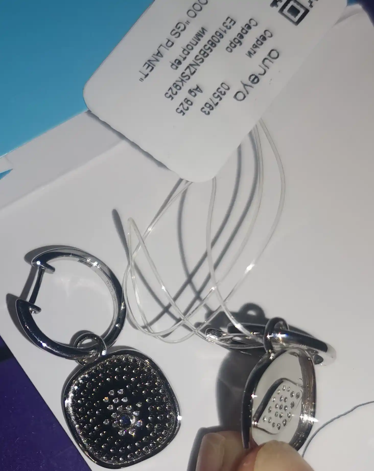 Серьги из серебра 925 пробы с родием, вставки: Фианит (E316085BSNZSK925)