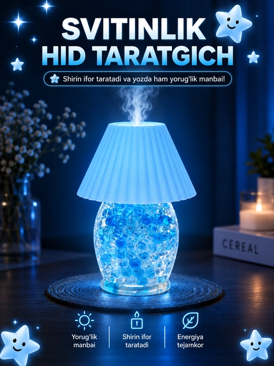 Svitinlik hid taratgich – dekorativ LED chiroq, aromali tungi lampa - 