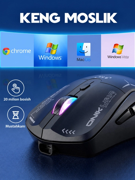 ONIKUMA CW917 RGB simsiz o‘yin sichqonchasi, 2.4 GHz/USB Type-C, 4800 DPI