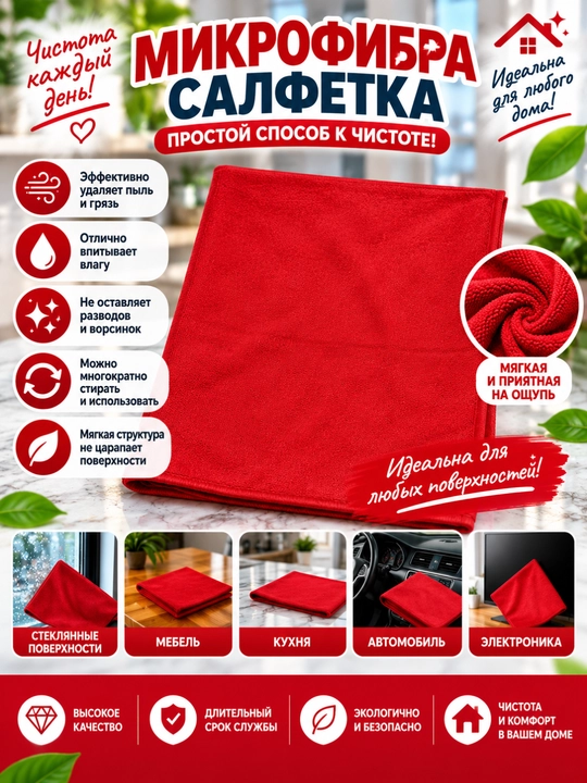 Mikrofibra latta — uy tozaligi uchun universal salfetka