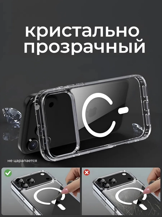 IPhone XS–17 Pro Max uchun MagSafei shaffof shisha g‘ilof,himoyalovchi va zarbaga chidamli
