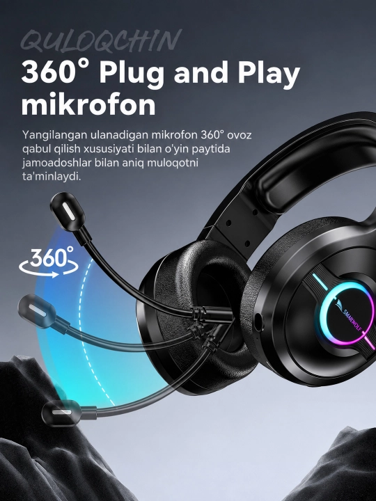 SMAILWOLF L50 mikrofonli simsiz o‘yin quloqchinlari