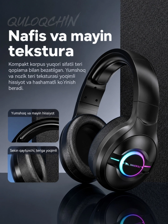 SMAILWOLF L50 mikrofonli simsiz o‘yin quloqchinlari