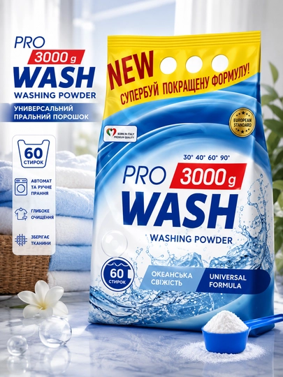 Pro Wash kir yuvish kukuni, Okean tarovati, 3 kg - 