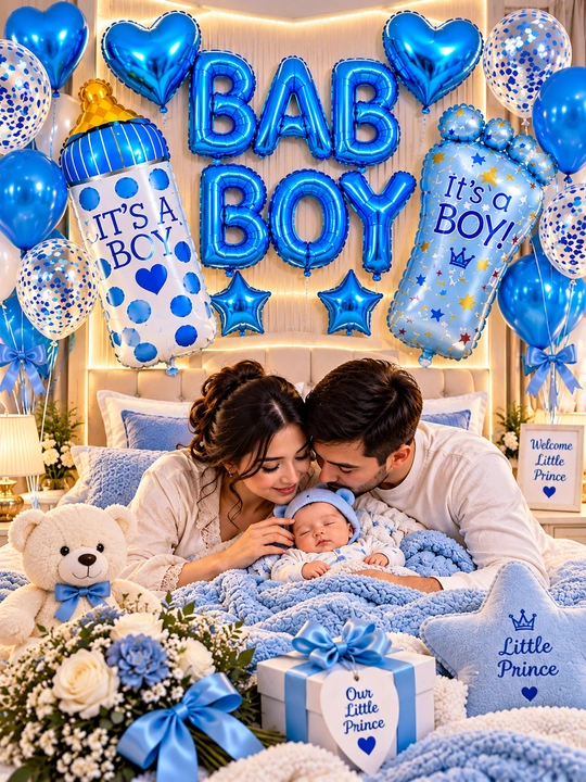 Набор воздушных шаров Baby Girl и Baby Boy для новорождённых - 