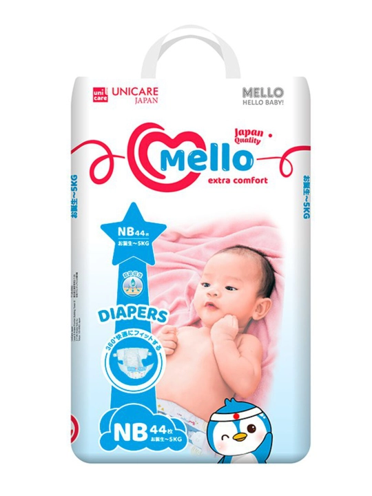 Подгузники для новорожденных детей MELLO, NB до 5 кг, 44 шт - 