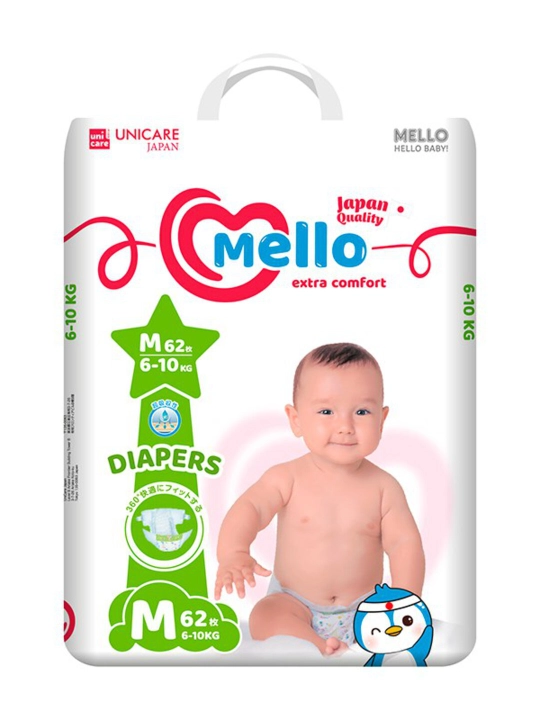 Yangi tug'ilgan chaqaloqlar uchun tagliklar MELLO,  M 6-10 kg, 62 dona - 