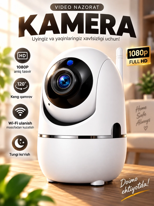 Aqlli Wi-Fi kamera, videokuzatuv kameralari, 360° kamera - 