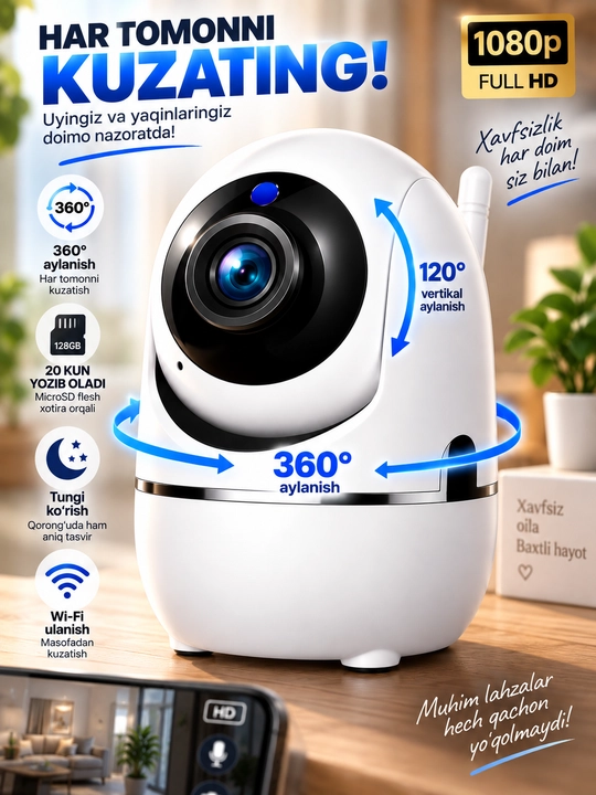 Умная Wi-Fi камера, камеры видеонаблюдения, камера 360