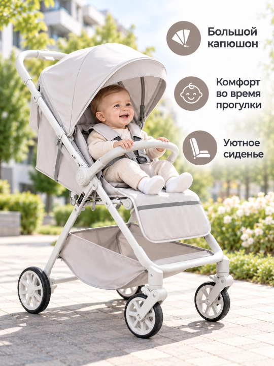 Прогулочная коляска с двусторонним управлением, регулируемая спинка Adil Original U6R