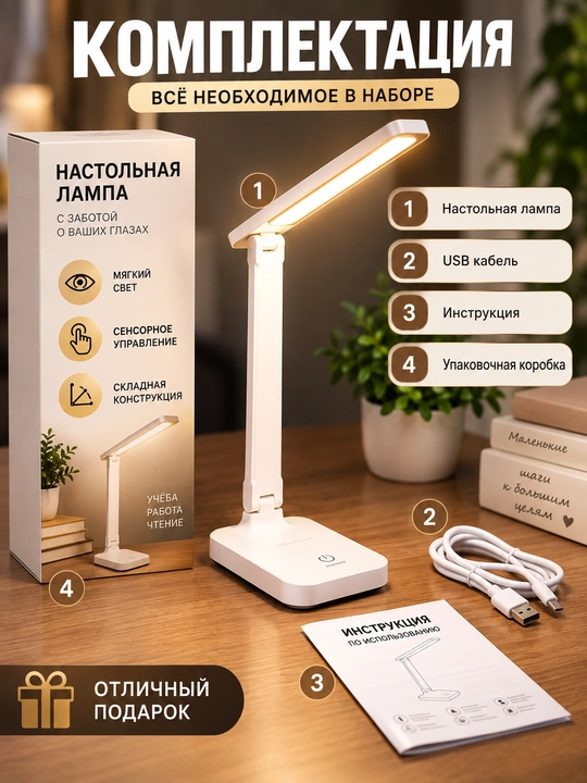 Buklanadigan LED stol chirog‘i, akkumulyatorli, sensorli boshqaruvli
