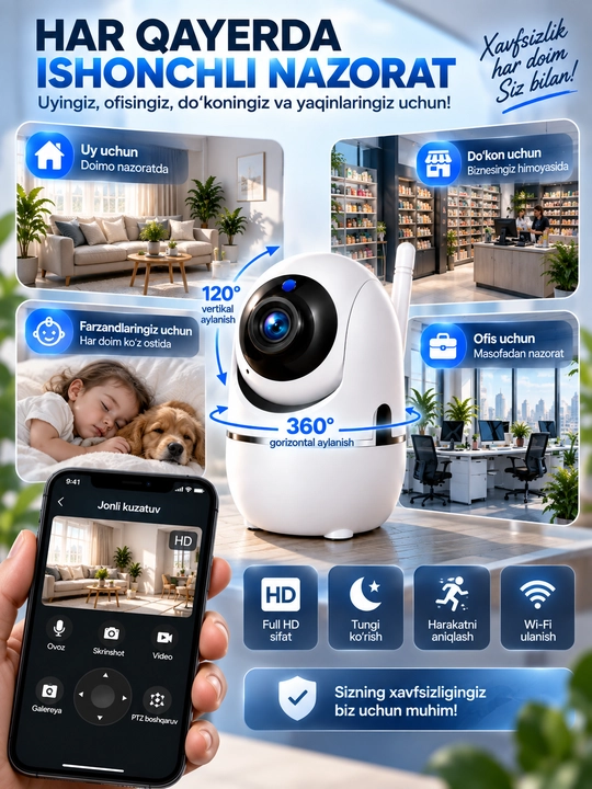 Wi-Fi kamera IP videokuzatuv PTZ