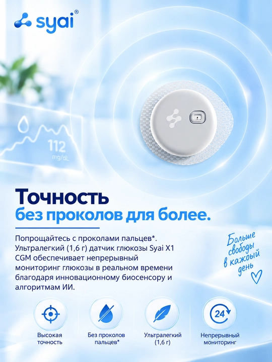 SYAI Tag — Система непрерывного мониторинга глюкозы (CGM), 14 дней